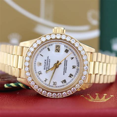 cost of ladies 18k yellow rolex model 6917|ladies presidential Rolex diamond bezel.